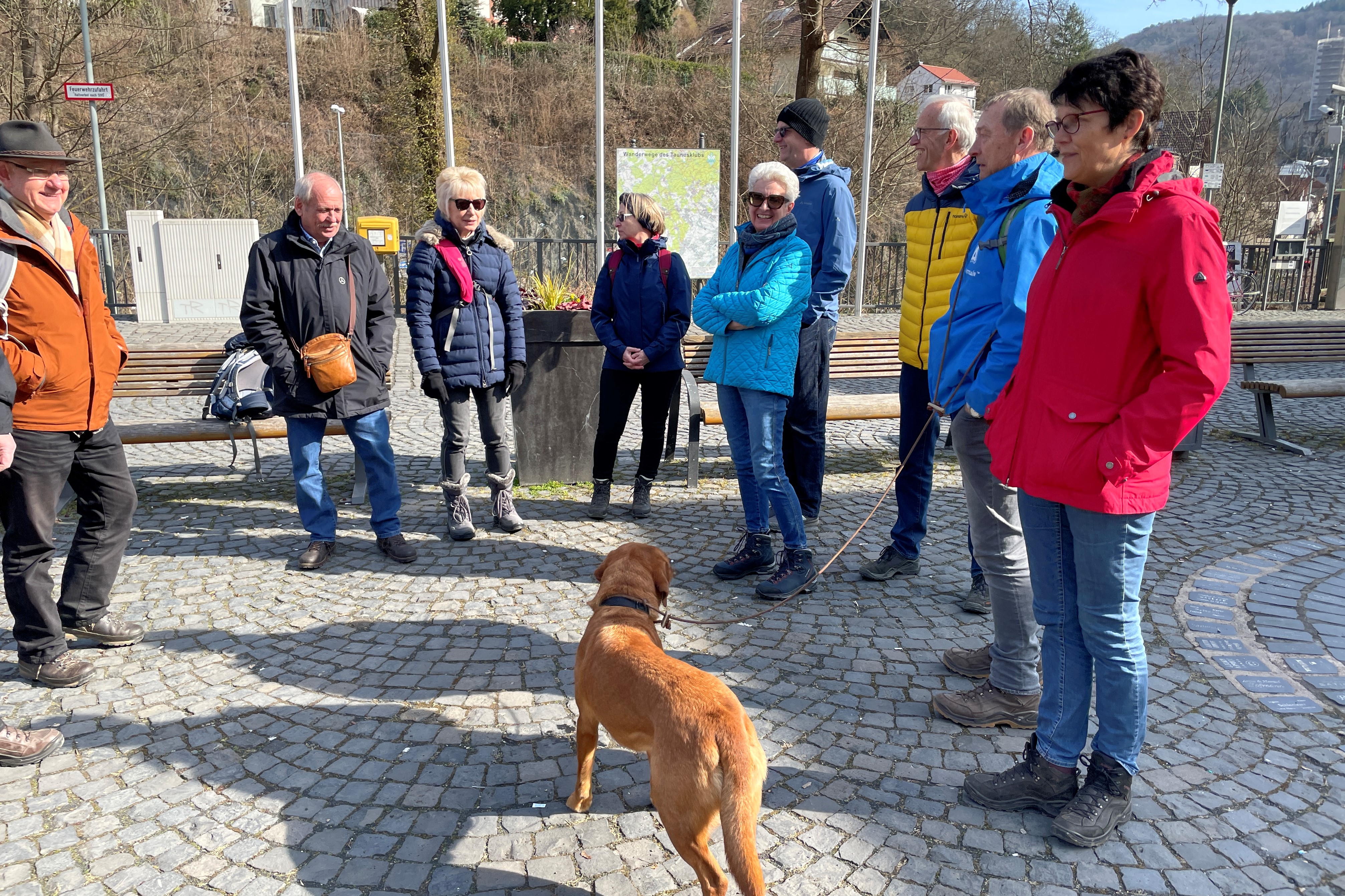 Mehrere Personen stehen im Kreis